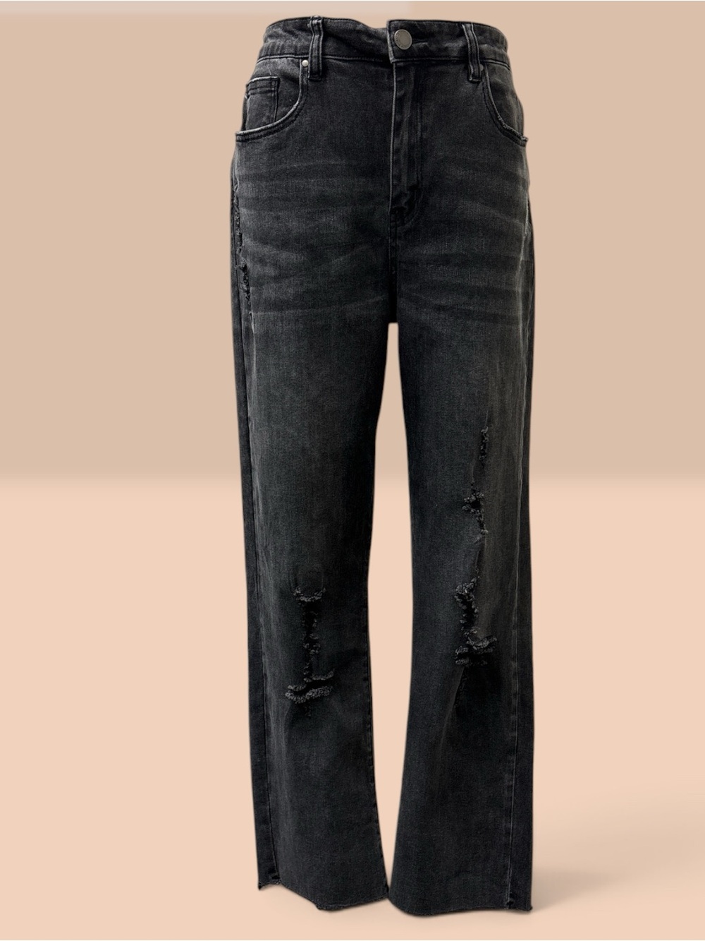 *LIKE NEW*Grace & Lace Black Distressed Straight Ankle Jeans